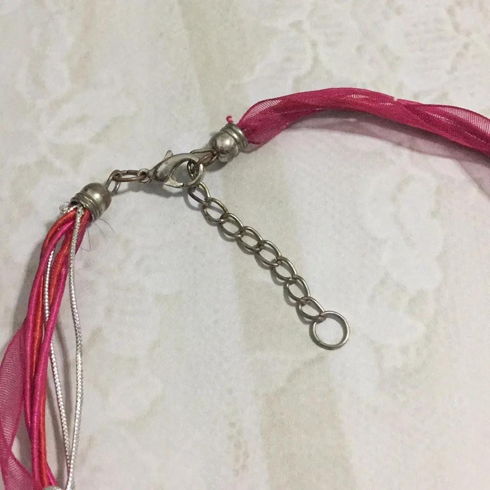 Crackle glass ribbon necklace Dichroic Glass Pendant